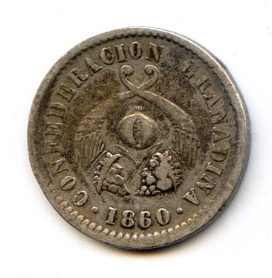 Colombia 1860 silver decimo VF