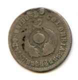 Colombia 1864 silver decimo F details plugged RARE