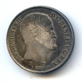 Denmark 1855 FF silver 1 riksdaler good VF toned