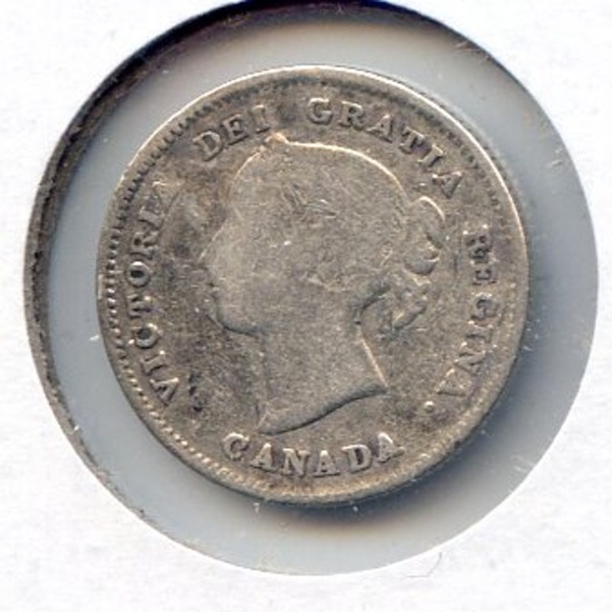 Canada 1891 silver 5 cents VG/F