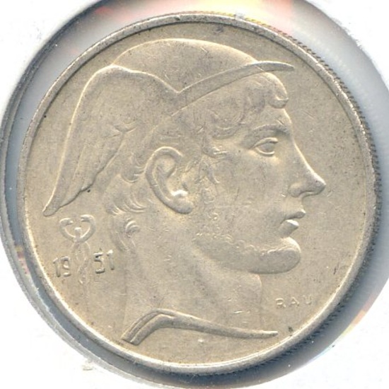 Belgium 1951 silver 20 francs Flemish AU