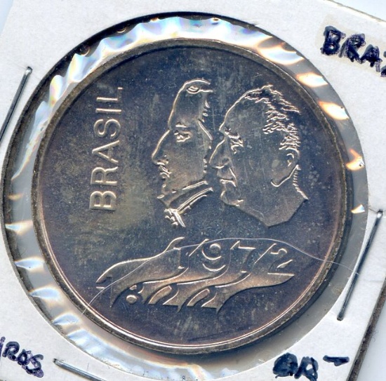 Brazil 1972 silver 20 cruzeiros BU