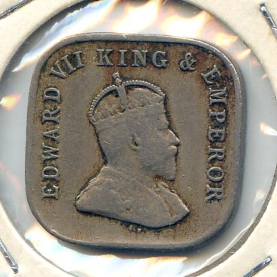 Ceylon 1910 5 cents F/VF