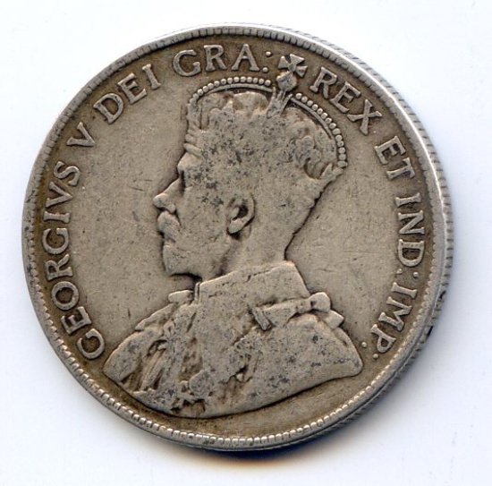 Canada 1918 silver 50 cents aF/VF
