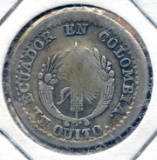 Ecuador 1834 GJ silver 1 real about VF SCARCE