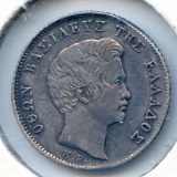 Greece 1833 silver 1/4 drachma XF SCARCE