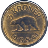 Greenland 1944-GS 5 kroner BU SCARCE