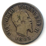 Italy 1863-MBN and 1867-NBN silver 50 centesimi, 2 pieces
