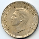 South Africa 1952 silver 5 shillings lustrous AU/UNC