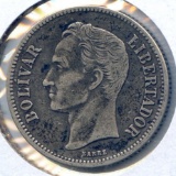 Venezuela 1935 silver 2 bolivares about XF