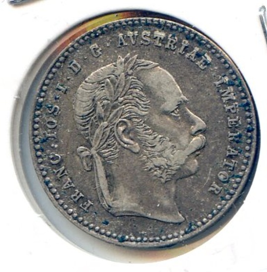 Austria 1868-A silver 20 kreuzer VF/XF