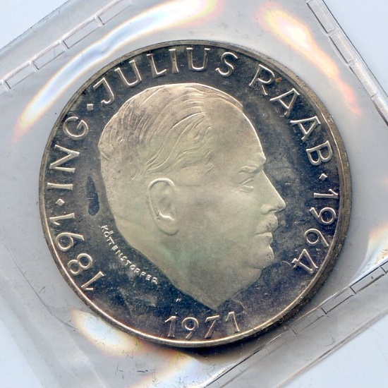 Austria 1971 silver 50 schilling Raab choice PROOF