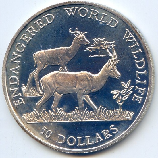 Cook Islands 1990 silver 50 dollars Blackbuck PROOF
