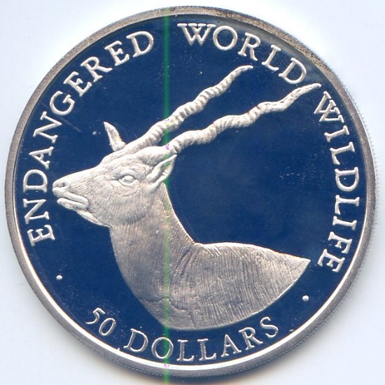 Cook Islands 1990 silver 50 dollars Dama Gazelles PROOF