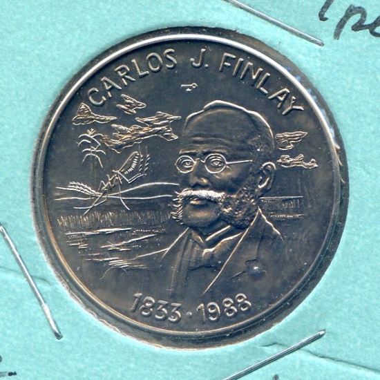Cuba 1988 1 peso Carlos Finlay BU SCARCE