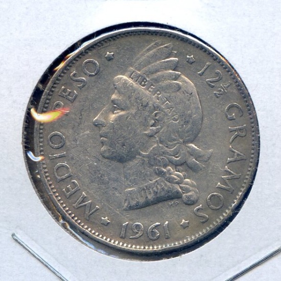 Dominican Republic 1961 silver 50 centavos VF
