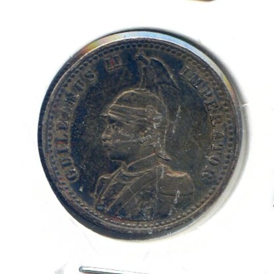 German East Africa 1891 silver 1/4 rupee toned XF