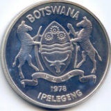 Botswana 1976 silver 10 pula Klipspringer BU