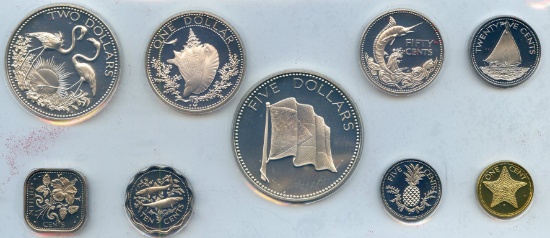 Bahamas 1974 9 piece PROOF set with silver