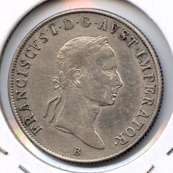 Austria 1834-B silver 20 kreuzer VF/XF