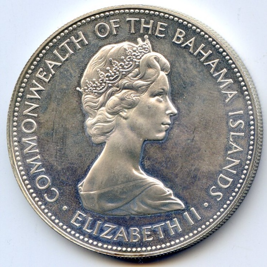 Bahamas 1971 silver 5 dollars toned PROOF