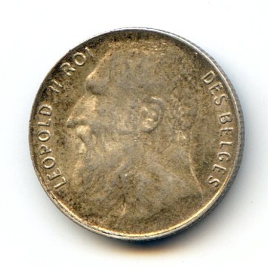 Belgium 1901 silver 50 centimes lustrous AU/UNC