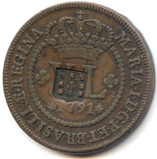 Brazil 1791 80 reis c/m on 40 reis XF