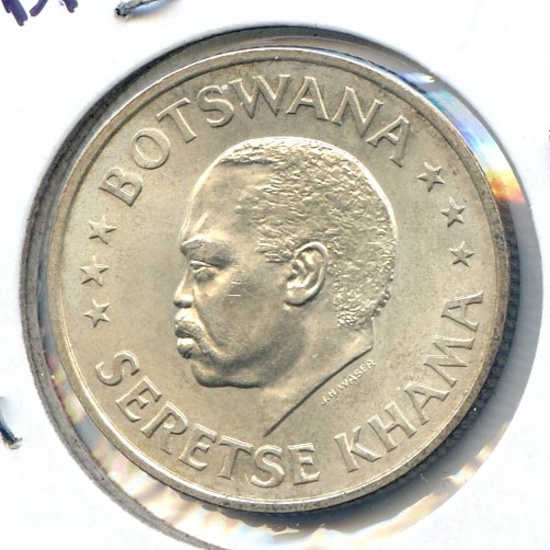 Botswana 1966 silver 50 cents choice BU