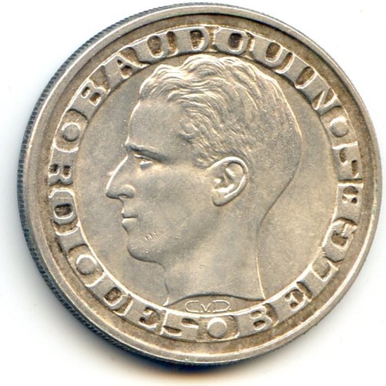 Belgium 1958 silver 50 francs (French) AU