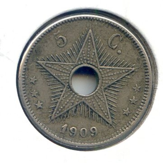 Belgian Congo 1909 5 centimes XF