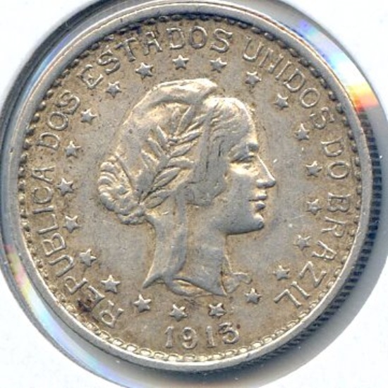 Brazil 1913 silver 500 reis nice XF