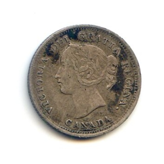 Canada 1897 silver 5 cents good VF