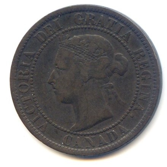 Canada 1899 large cent VF weak reverse
