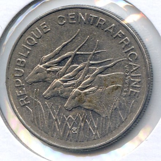 Central African Republic 1975 100 francs XF
