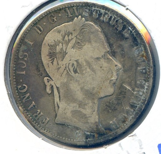 Austria 1858 silver 1 florin F/VF