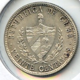 Cuba 1948 silver 20 centavos AU/UNC