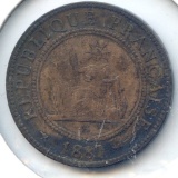 French Indochina 1887-A 1 cent VF
