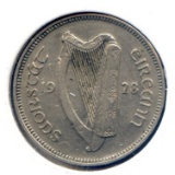 Ireland 1928 sixpence XF