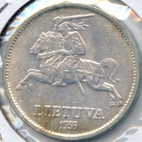 Lithuania 1936 silver 10 litu AU