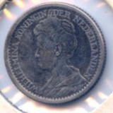 Netherlands 1911 silver 25 cents XF