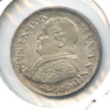 Vatican 1868-R silver 10 soldi BU