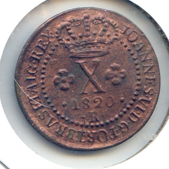 Brazil 1820-R 10 reis AU/UNC RB