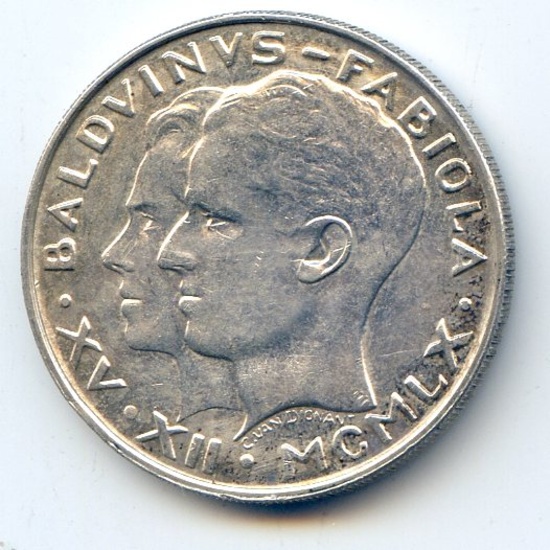 Belgium 1960 silver 50 francs BU