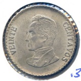 Colombia 1953-B silver 20 centavos UNC