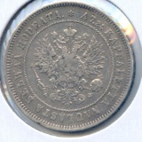 Finland 1874 silver 2 markkaa VF