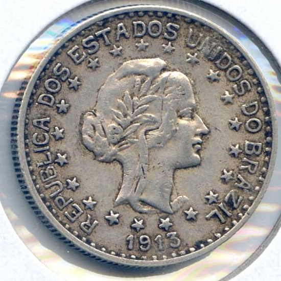 Brazil 1913 silver 1000 reis about XF