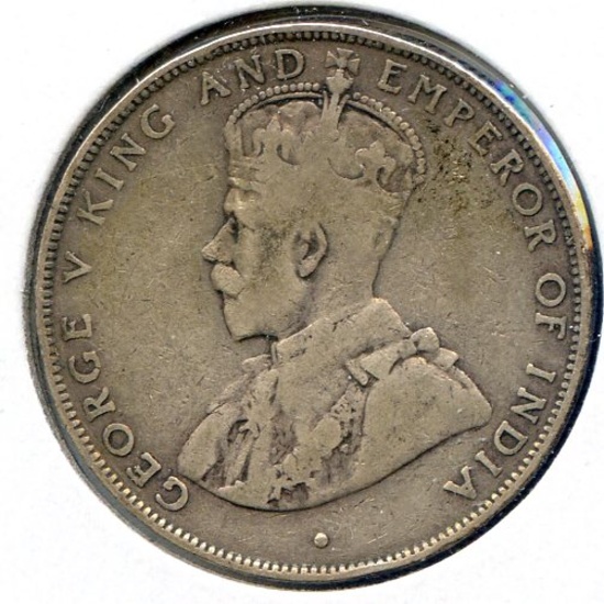 British Honduras 1919 silver 50 cents F/VF SCARCE