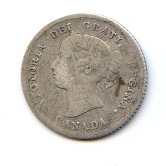 Canada 1874-H silver 5 cents about VF better date