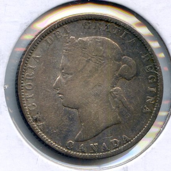 Canada 1881-H silver 25 cents about F