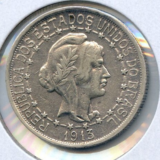 Brazil 1913 silver 1000 reis XF